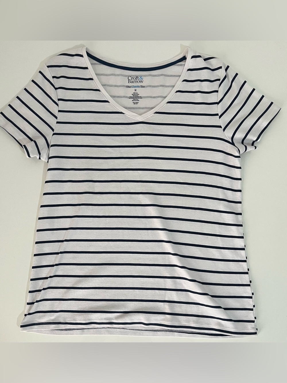 Croft & Barrow 2 Top Bundle Women's Medium 100% Cotton Navy White Stripe - Picture 5 of 11